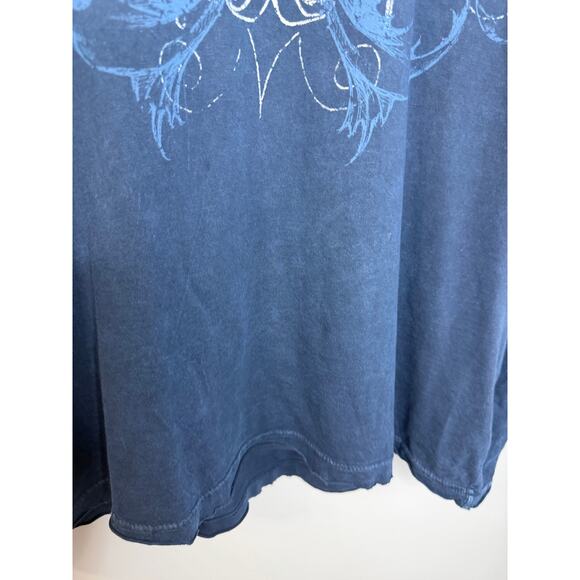 AFFLICTION Mens T Shirt Wings and Celtic Cross Blue Distressed Sz 2XL - Picture 6 of 7